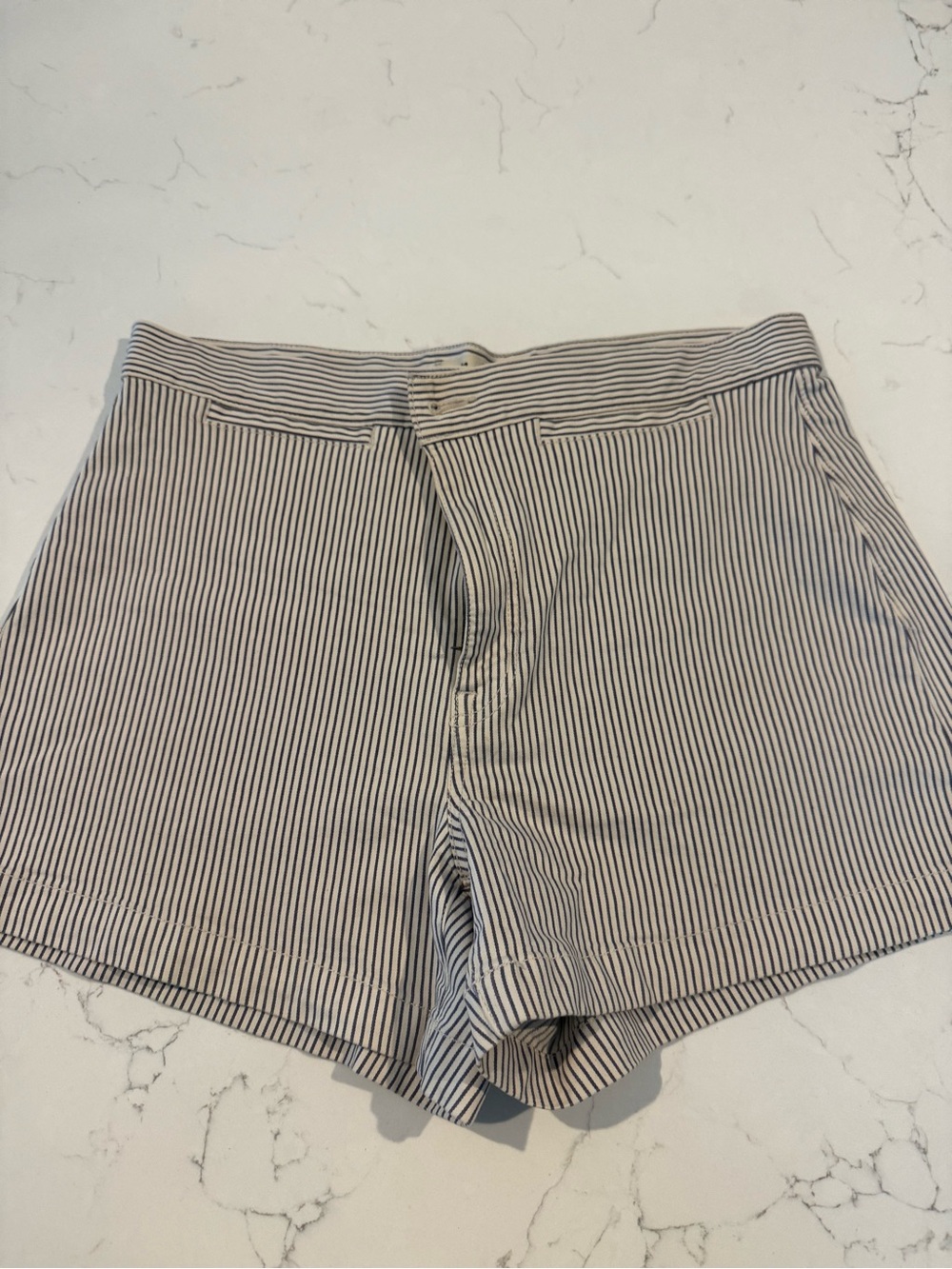 Madewell Black & White Pinstripe High-Waist Shorts